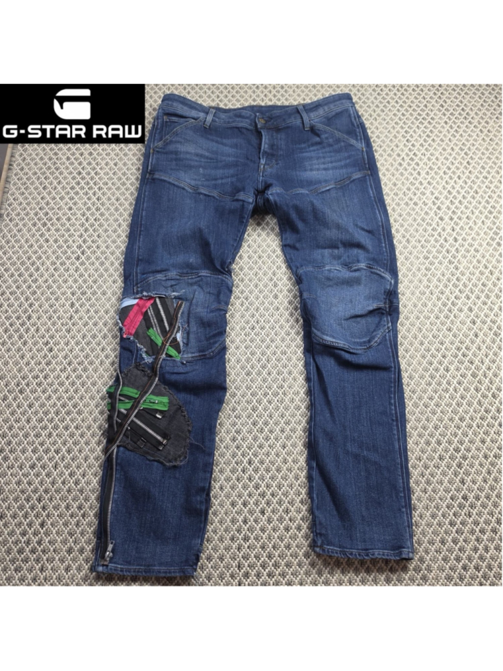 G-Star Raw 5620 Elwood 3D Jeans 33x32 Multi Zipper Distressed Button Fly